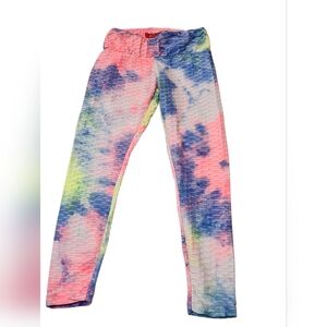 Hot Kiss Women's Tie-Dye Textured Leggings - Neon Multicolor